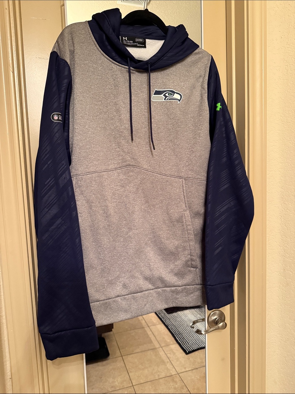 Under Armour Gray and Navy Seattle Seahawks Pullover Hoodie